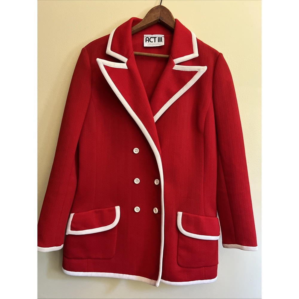 ACT III Red Double-Breasted Blazer with White Trim